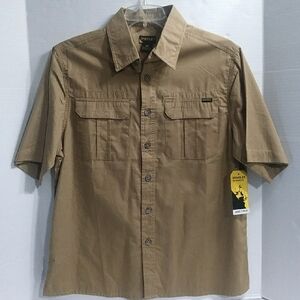 Stanley Men's Tan Casual Button Down Short Sleeve Shirt *NWT*